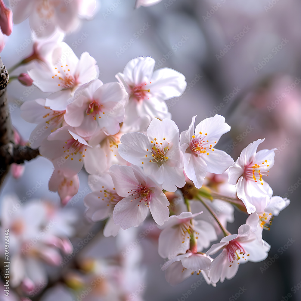 cherry blossom sakura in spring time, beautiful nature background, close up