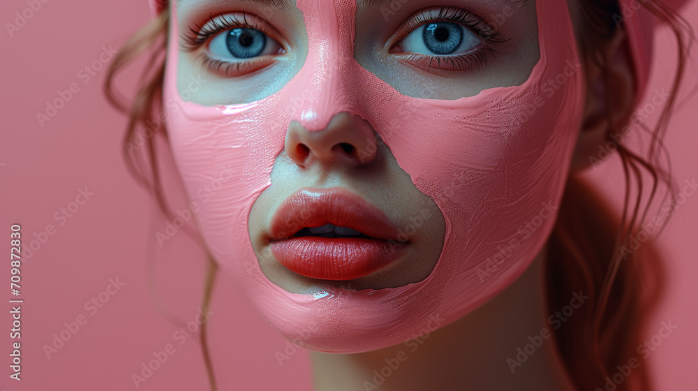 Beautiful woman getting a facemask at the spa. Woman in mask on face in spa beauty salon. Shot of an attractive young woman getting a facial at a beauty spa