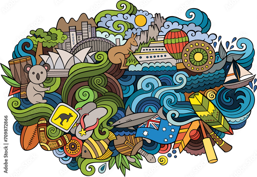 Fototapeta premium Australia doodle illustration