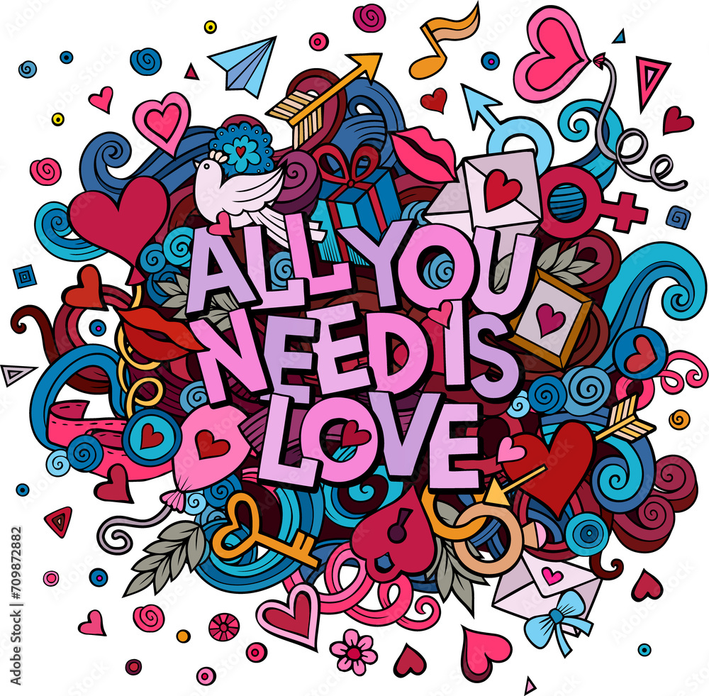 doodle phrase All you need is Love
