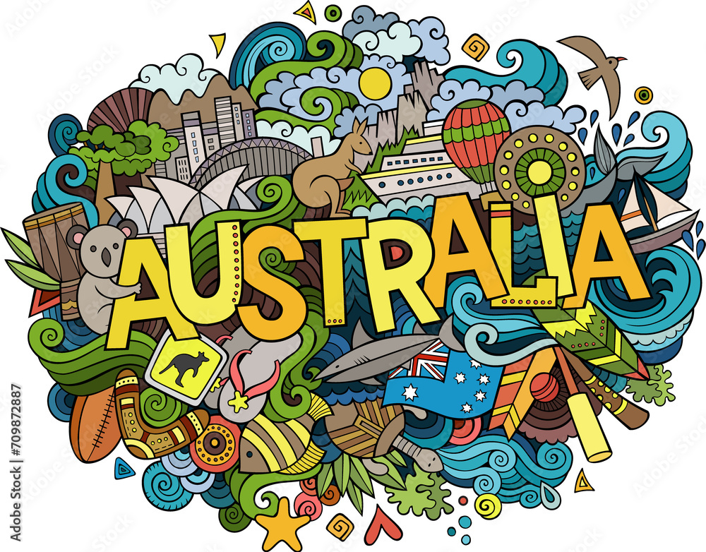 Australia doodle illustration