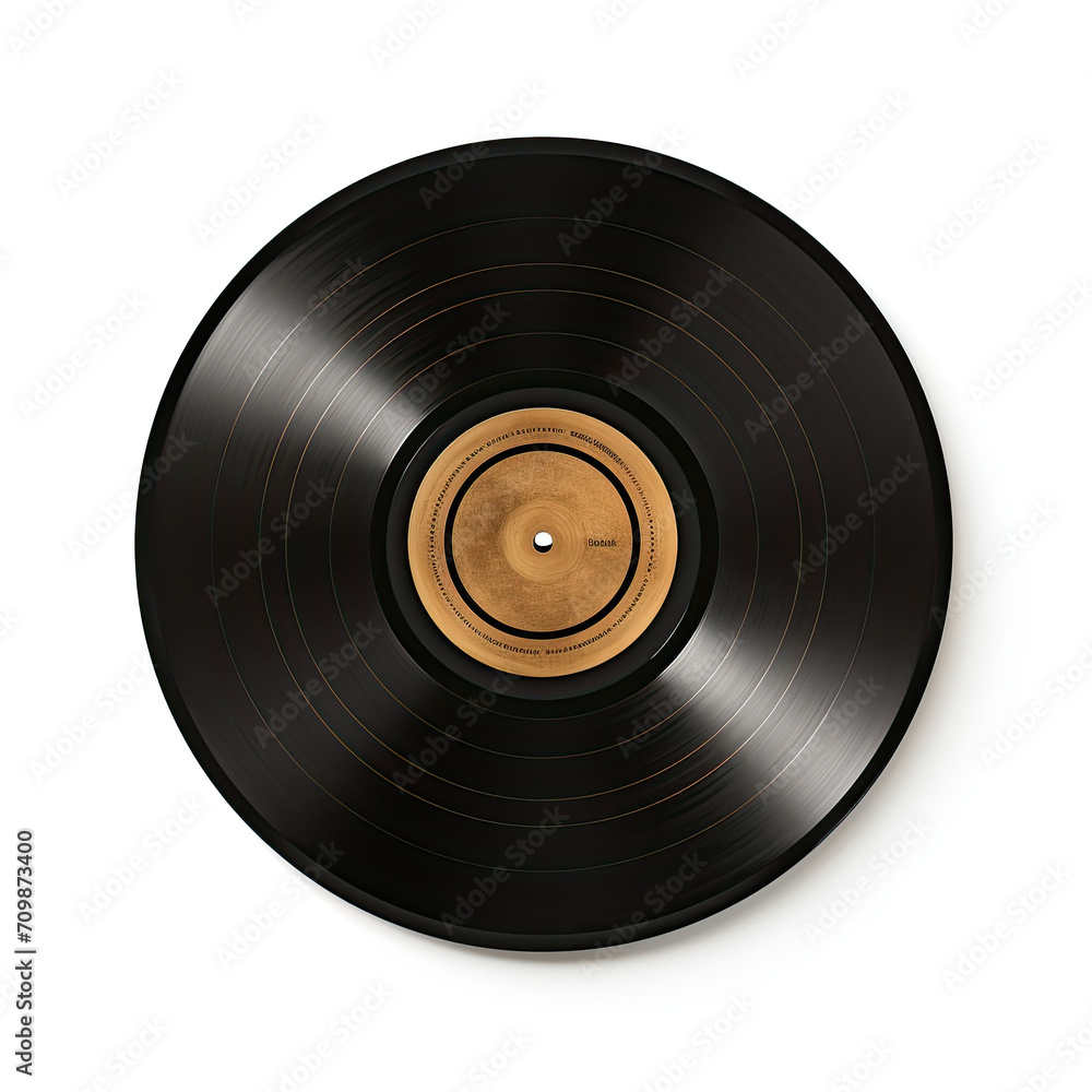 Obraz premium Black Record on White Background, Classic Vinyl Music Symbol