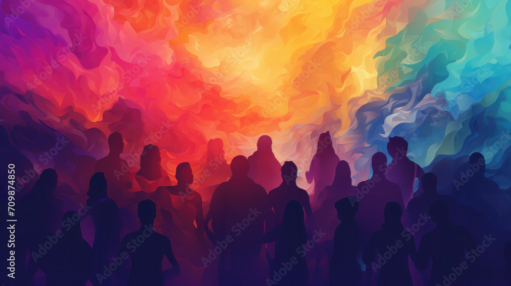 abstract colourful background with people silhouettes Stock ...