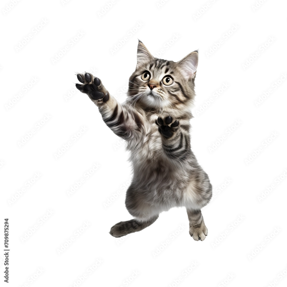 Fototapeta premium playful jumping falling skydiving cat