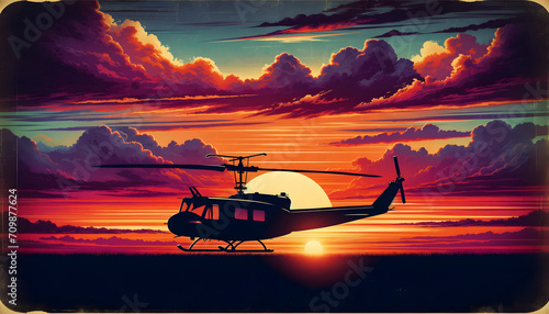 Fotografia Helicopter at sunset