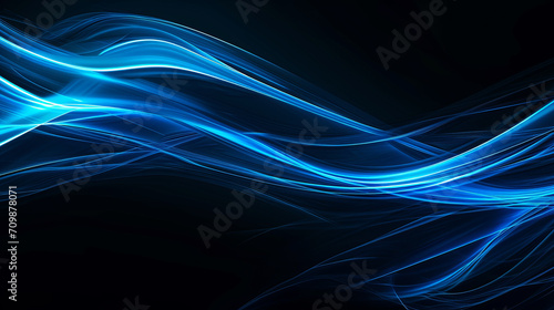 Digital technology blue rhythm wavy line on black background, abstract graphic style background wallpaper © OHMAl2T