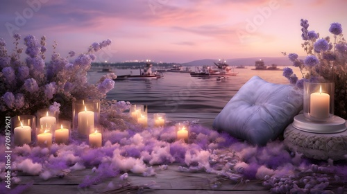 Lavender Dreamscape with Soft Candlelight Serenity