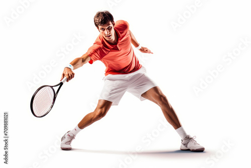 Young man tennis player in action,transparent background,generative ai © Krisana