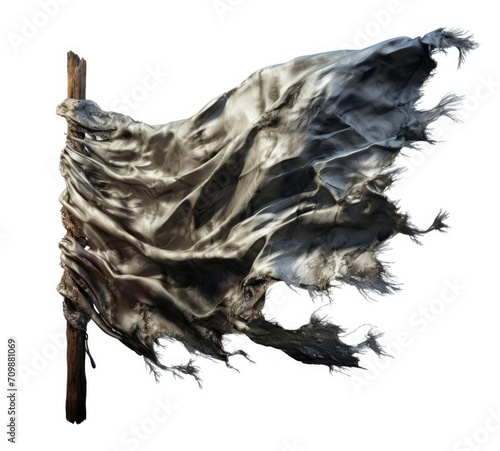 Black and White Photo of Cloth Hanging From Pole