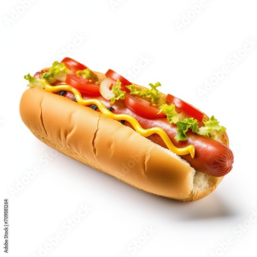 Hot dog isolated on white background.