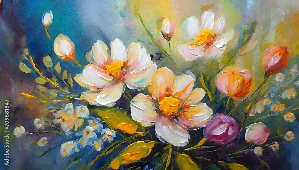 Beautiful and elegant oil painting flowers on canvas_ beauty art Beautiful and elegant oil painting flowers on canvas_ beauty art