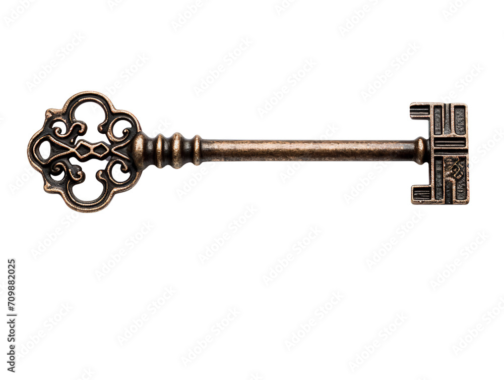 Old-Fashioned Iron Key, isolated on a transparent or white background Old-Fashioned Iron Key, isolated on a transparent or white background