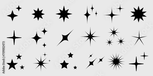 Sparkle Icons set. Twinkle stars collection. Shine star icons. Effect shine, glitter, twinkling and clean. Star sparkle icon. Vector illustration. photo