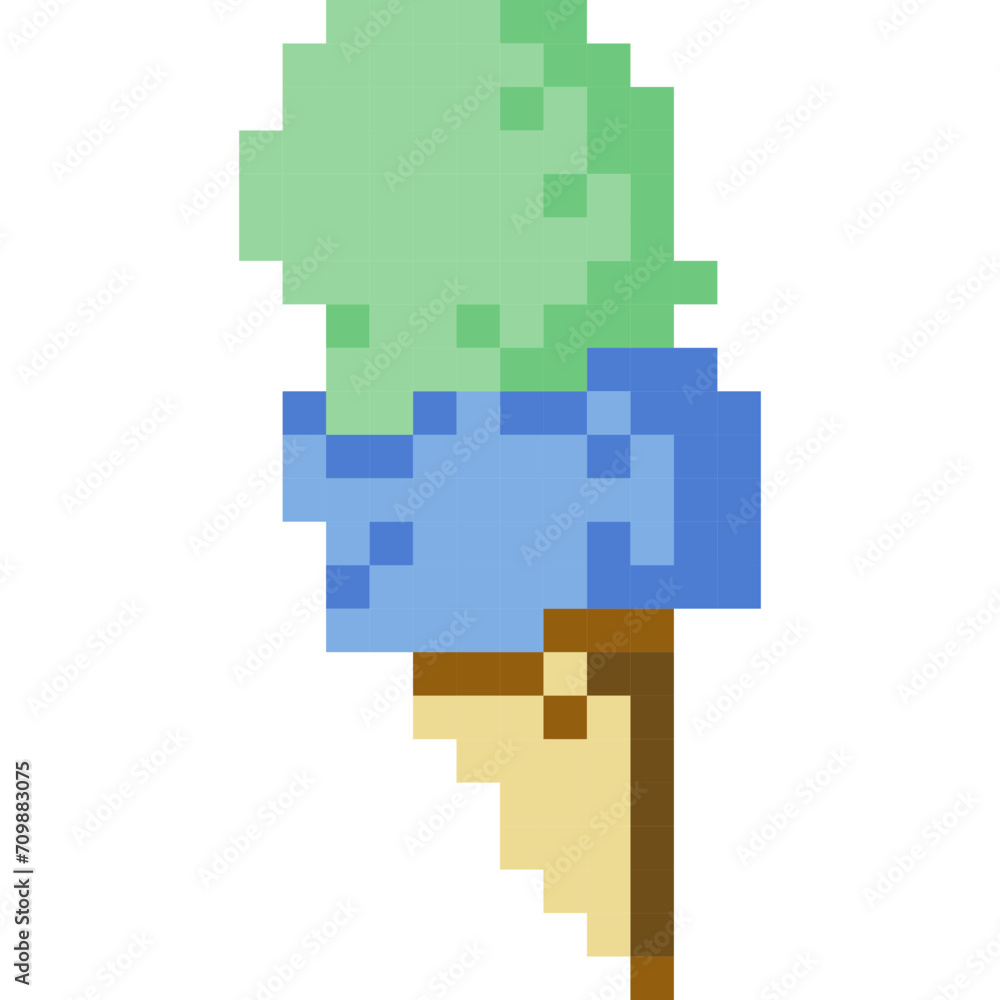 Fototapeta premium Ice cream cartoon icon in pixel style