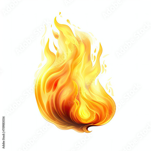 Fire Burning Brightly on a Clean White Background Illuminates the Scene