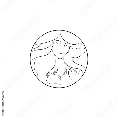 beauty woman logo for makeup, makeover, salon, beauty care, hairdresser. vector illustration of beauty queen logo, beauty brand logo, logo icon design template line style flat vector
