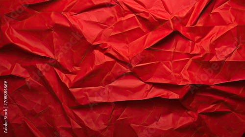 Red paper crumpled texture background. Blank red paper banner