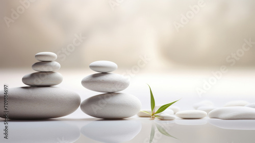 Smooth stones stacked in balance  tranquility and meditation. Zen background