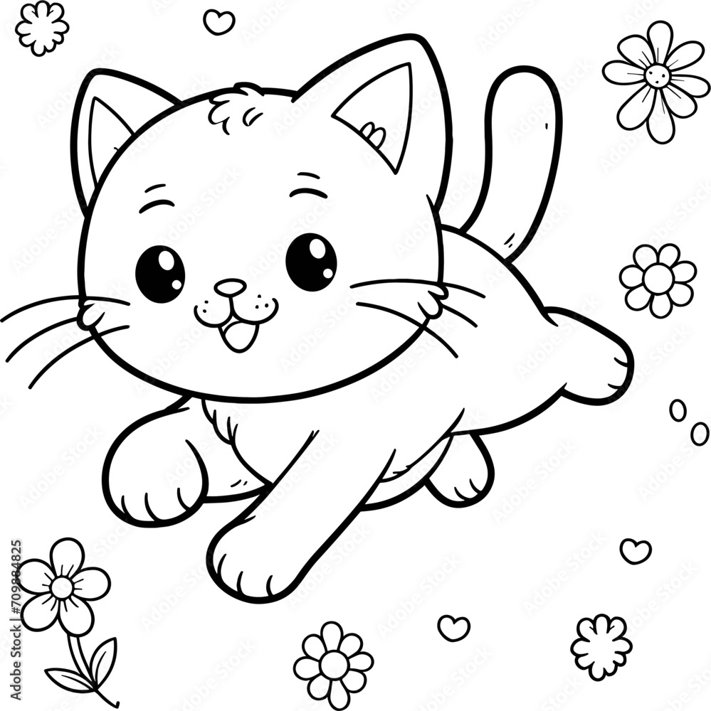 Fototapeta premium Cute Cat Illustration: High-Quality Design Elements for Your Creative Projects