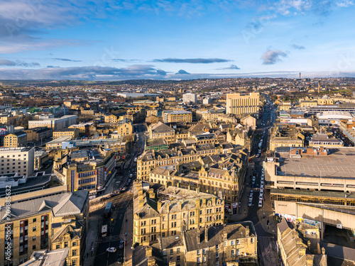 Aerial view over Bradford City Centre, West Yorkshire