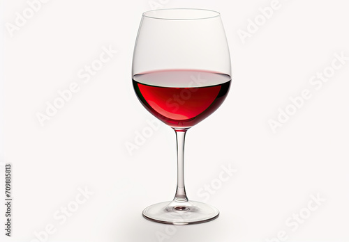 Glass of Red Wine on White Background