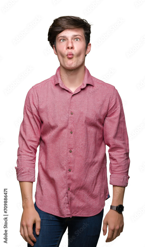 Young handsome business man over isolated background making fish face with lips, crazy and comical gesture. Funny expression. Young handsome business man over isolated background making fish face with lips, crazy and comical gesture. Funny expression.