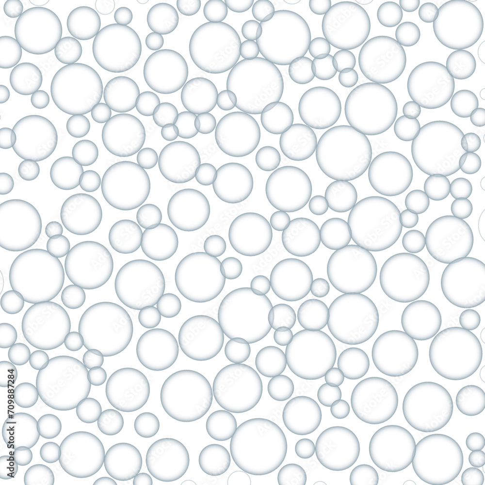 Bubbles soda seamless pattern. white color soap texture.