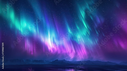 background with stars and colourful Northern lights 