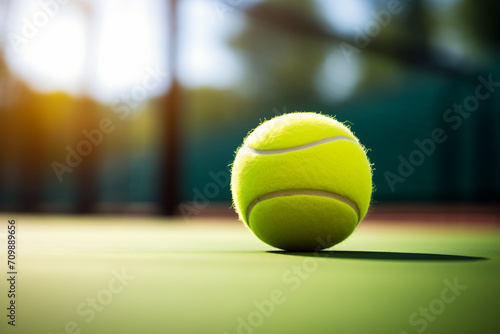 Tennis ball on the court, close-up © kazakova0684