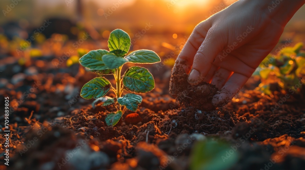 Fototapeta premium Volunteers plant trees together in a nature campaign