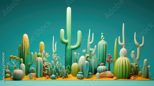 Group of Cactus Plants on Table - A Natural Display of Desert Plants