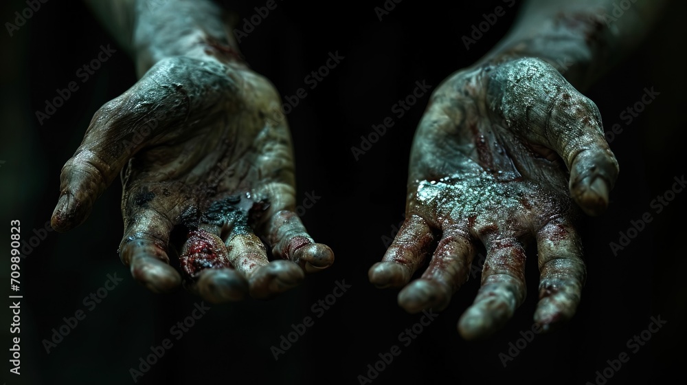 Zombie Open Hands Close up