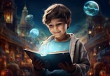 child with magic book