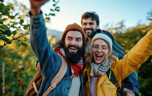 Young people share joy together when going on a picnic