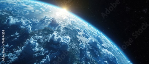 Cinematic shot of planet earth globe clouds and space background.