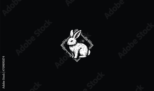 rabbit black and white illustration, rabbit logo