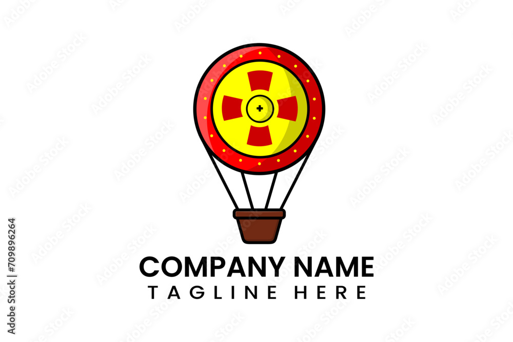 Flat vector parachute shield logo modern style template Flat vector parachute shield logo modern style template
