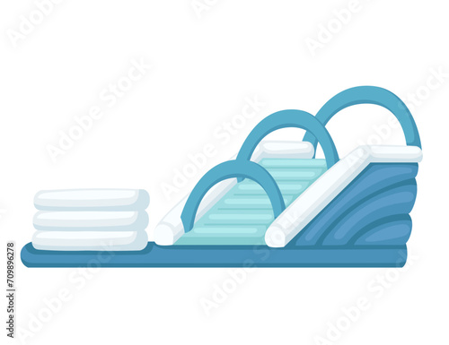 Bouncy inflatable castle with stairs vector illustration isolated on white background