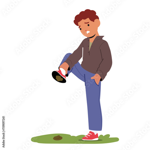 Boy Character Unsuspectingly Stepped Into A Pile Of Poop In The Comedic Mishap, Epitomizing A Classic Kid Fail