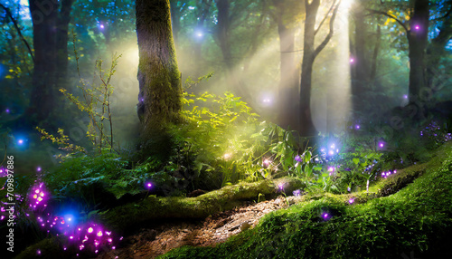 mysterious forest  enchanted fantasy woods