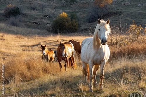 Horses in the field in Catalonia in