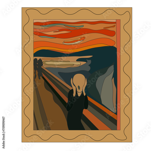 The scream painting.  Vector illustration
