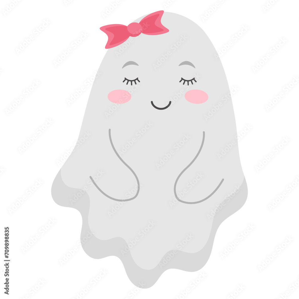 Cute ghost with a beautiful Halloween bow. Vector illustration. Cute ghost with a beautiful Halloween bow. Vector illustration.
