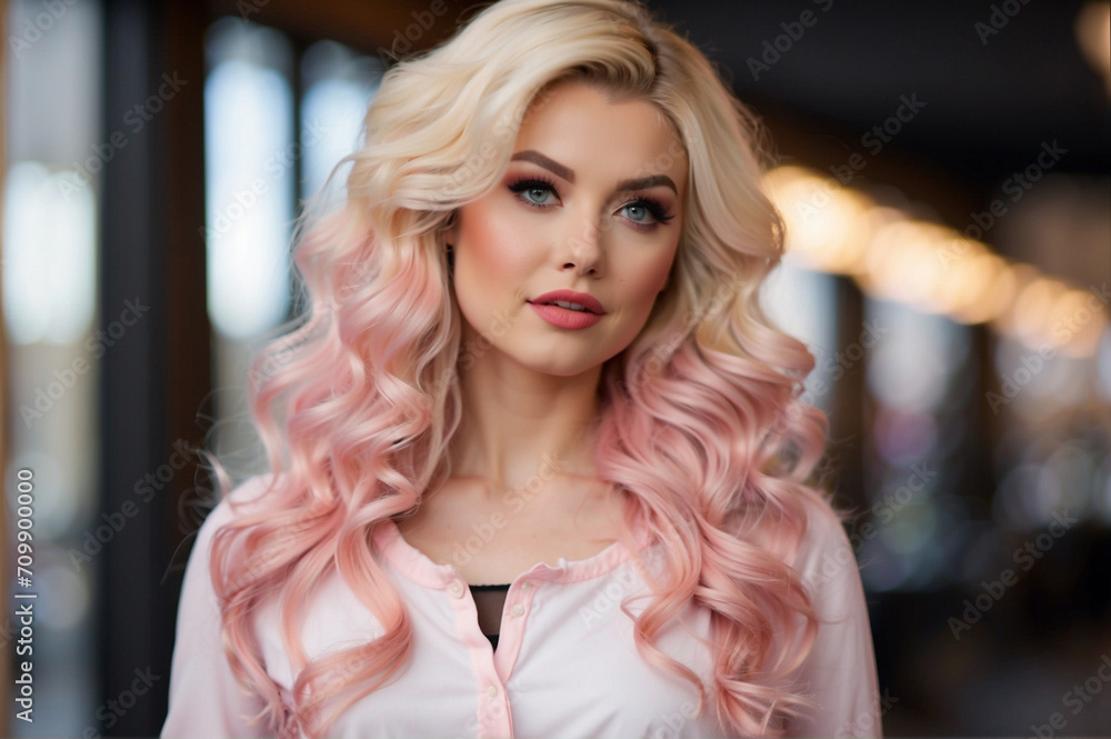 Modern Elegance: Ethereal Slavic Woman with Big Lips and Blonde Waves Modern Elegance: Ethereal Slavic Woman with Big Lips and Blonde Waves