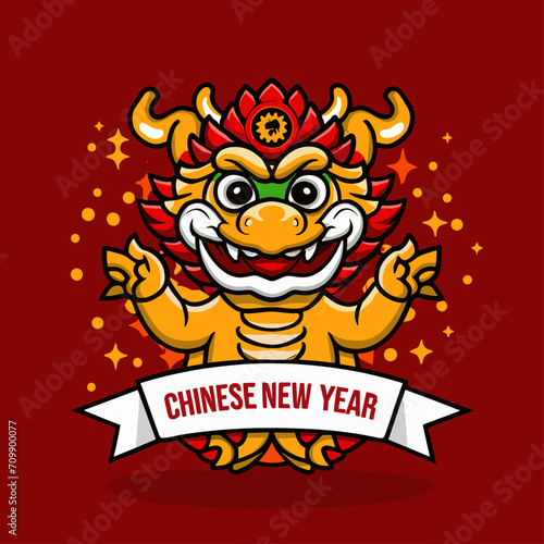 chinese new year dragon illustration , chinese new year dragon vector illustration 