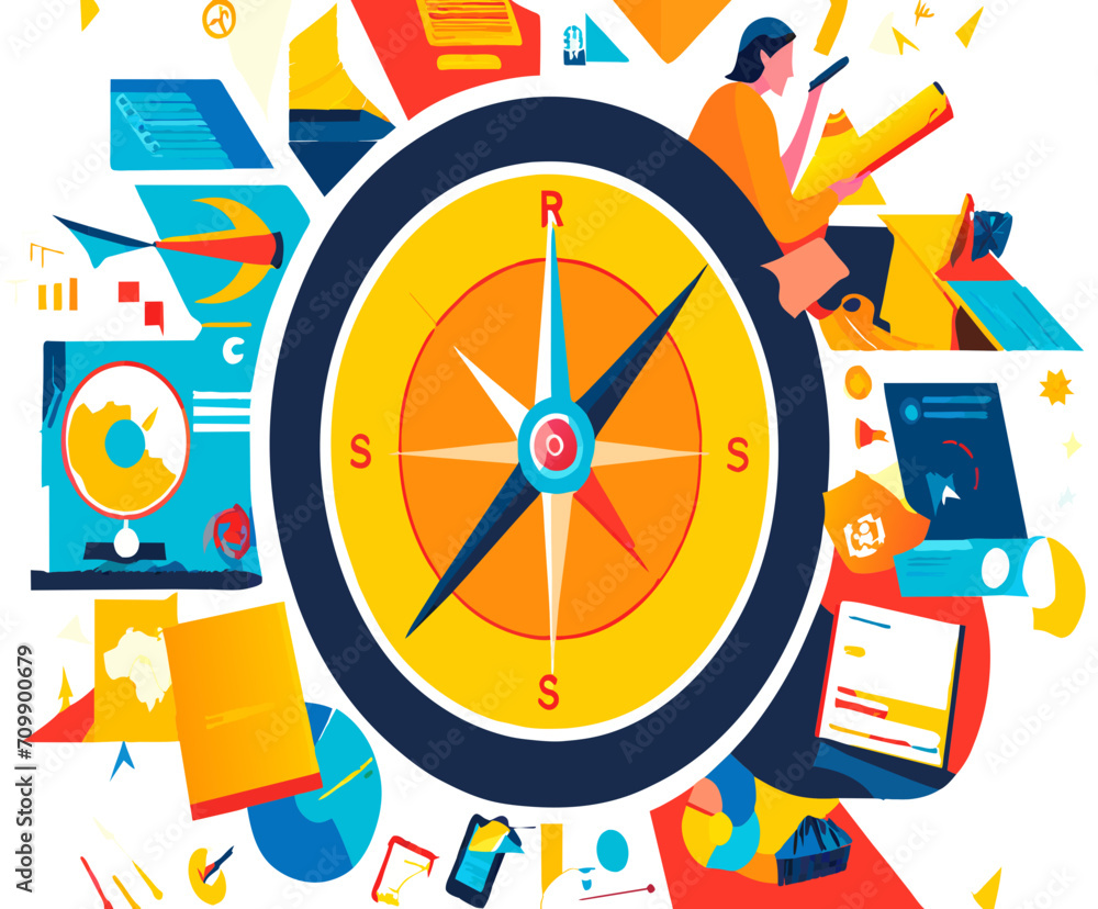 A compass with diverse career paths. vektor icon illustation A compass with diverse career paths. vektor icon illustation