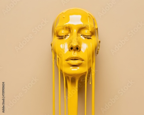 Melting Colorful Paint on Face Sculpture photo