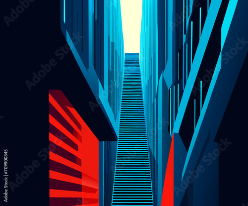 A maze with a clear path to the exit. vektor icon illustation