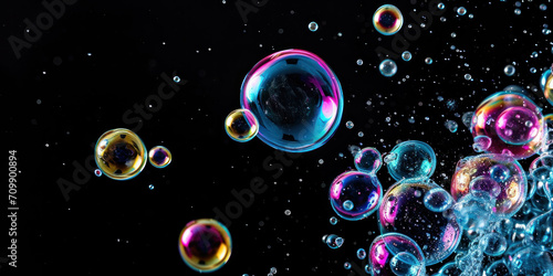 soap bubbles on a black background