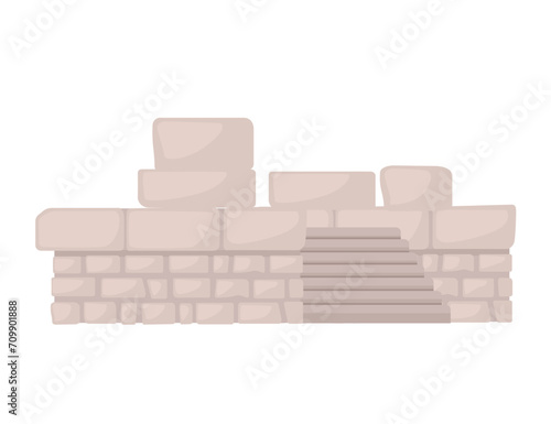 Ancient temple ruin roman and greek architecture marble stones vector illustration isolated on white background